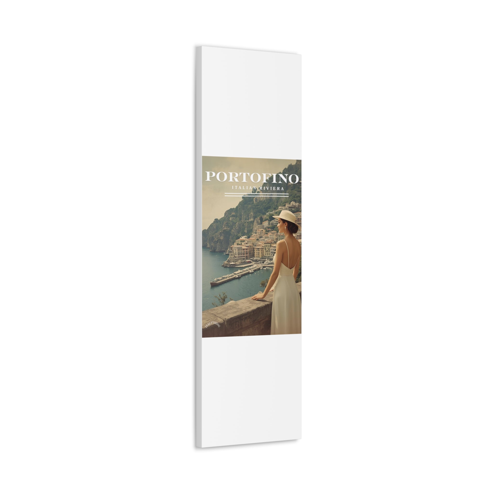 Portofino Vintage Canvas Print - with view over the harbour - Decorative Wall Art