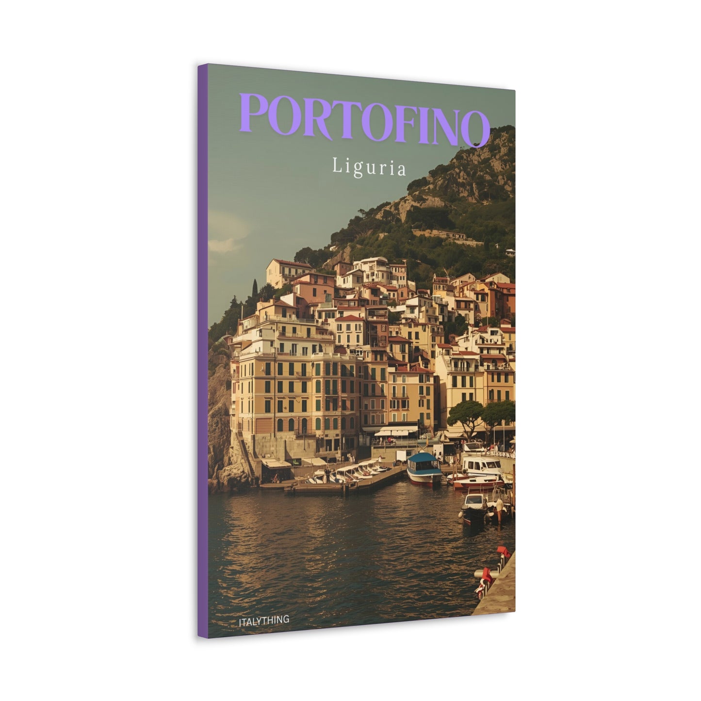 Leinwanddruck mit Hafenansicht Portofino – Dekorative Wanddekoration