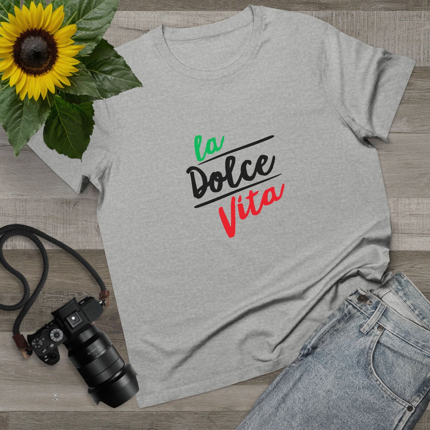 La Dolce Vita Women’s Tee — Italian Flag Script T-Shirt