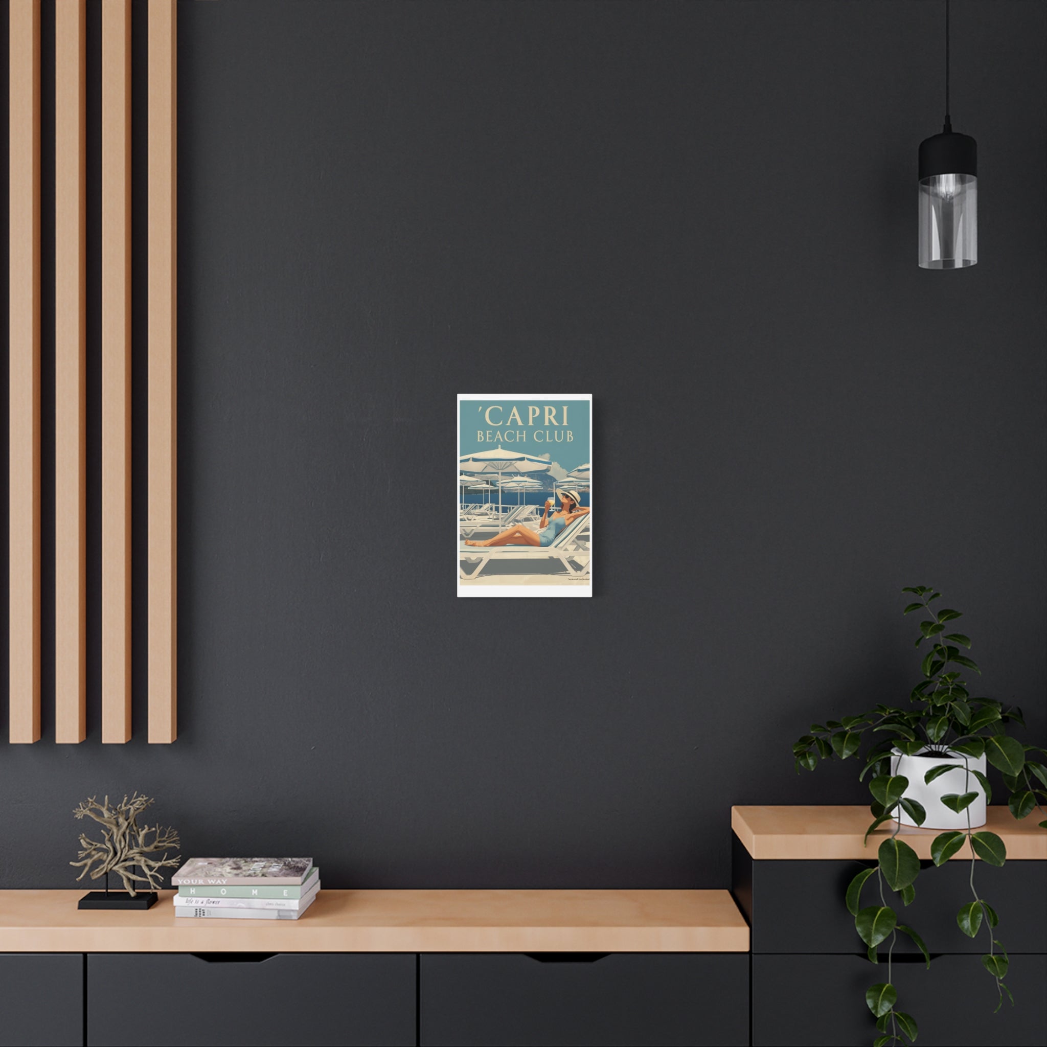 Capri Beach Club Retro Canvas Print - Decorative Wall Art