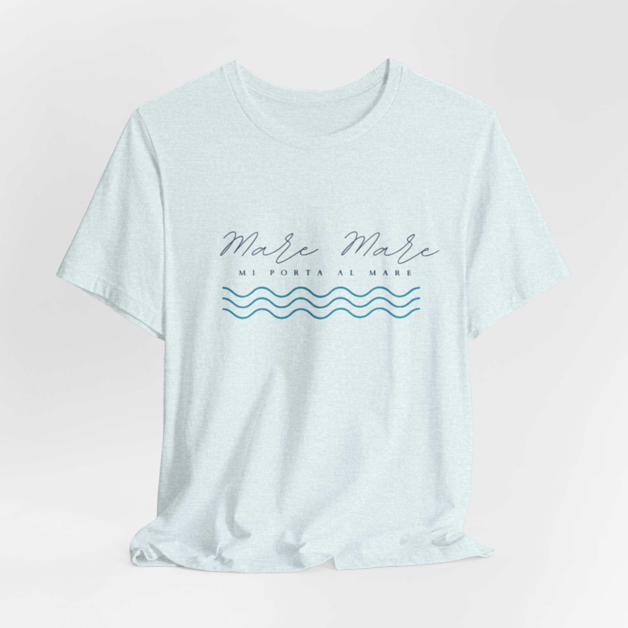Italienisches Marken-Sommer-T-Shirt aus Jersey mit kurzen Ärmeln und italienischem Slogan: Mare Mare