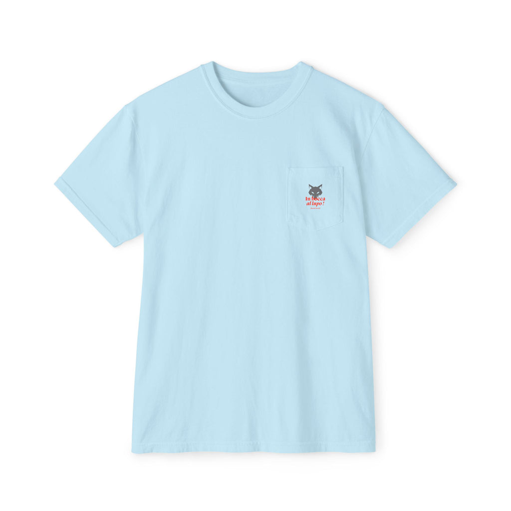 Faded Pocket T-Shirt — 'In bocca al lupo' Wolf Graphic Tee