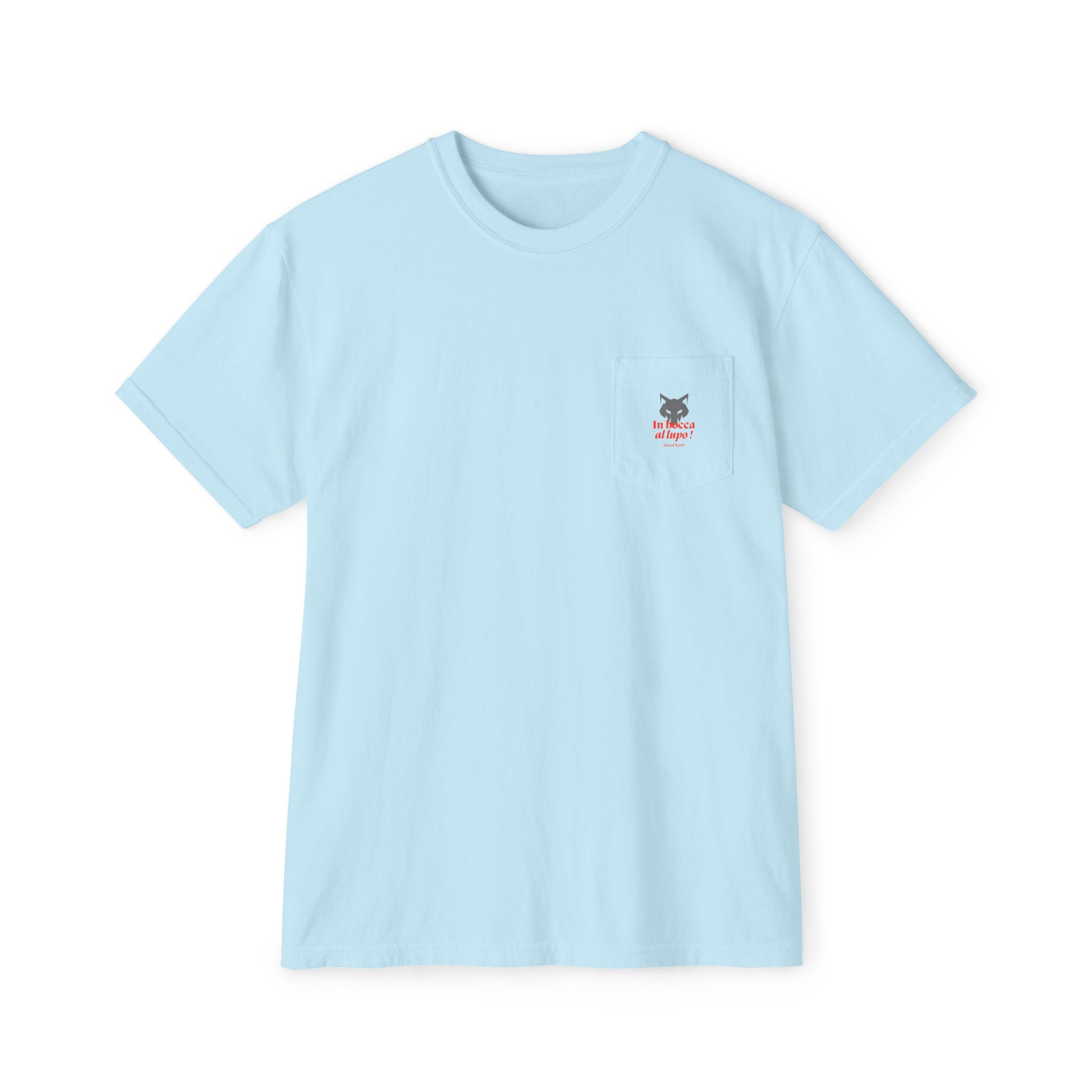 Faded Pocket T-Shirt — 'In bocca al lupo' Wolf Graphic Tee