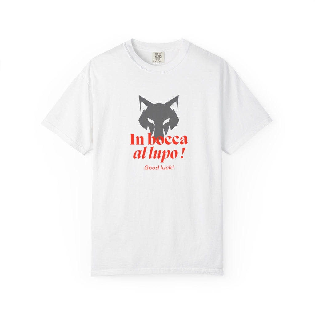 In Bocca al Lupo T-Shirt — Italian Good Luck Wolf Graphic Tee