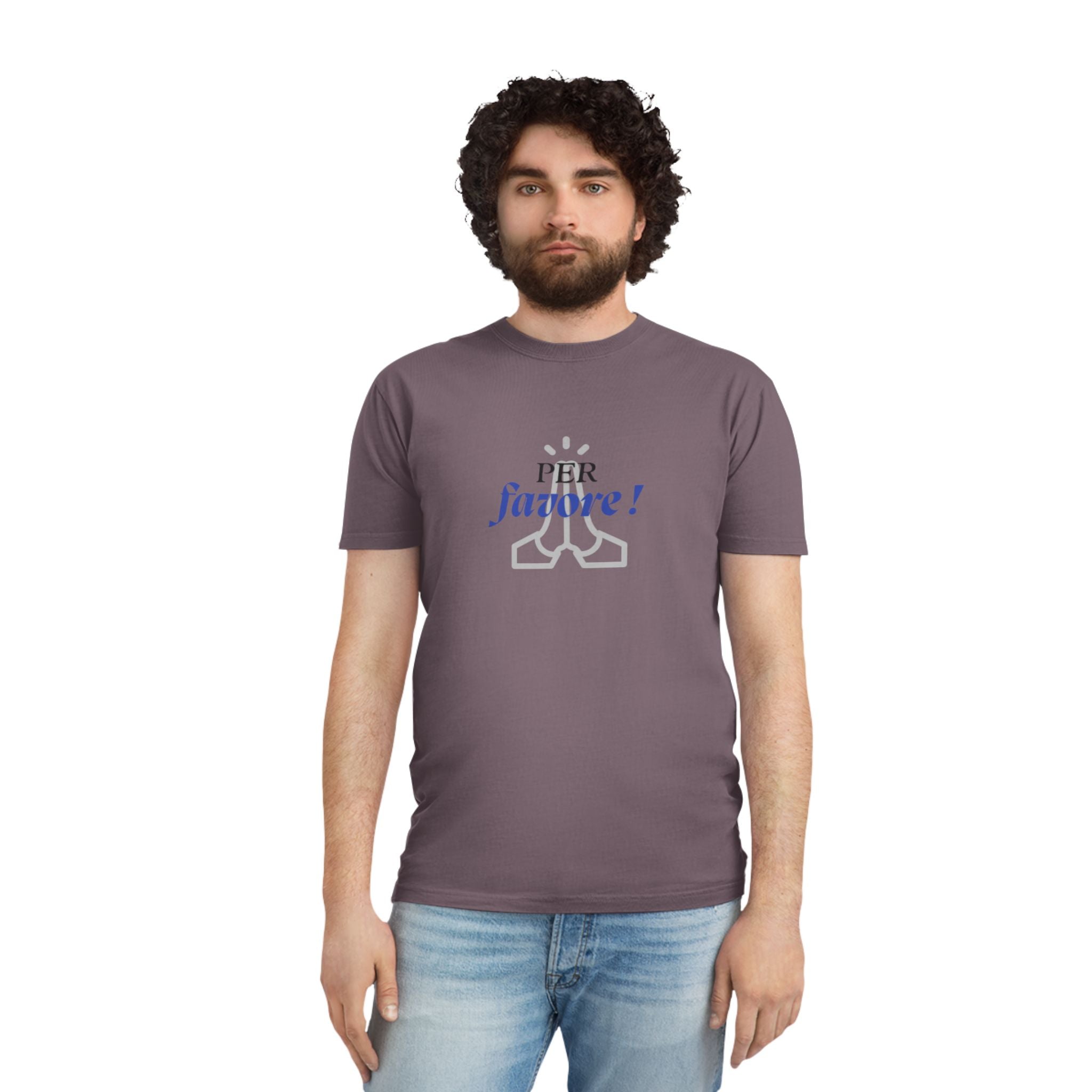 Unisex-T-Shirt im Used-Look – Design „PER favore!“ für lässig-elegante Vibes