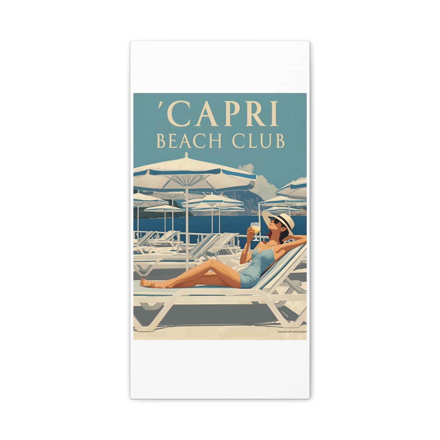 Capri Beach Club Retro-Leinwanddruck – Dekorative Wanddekoration