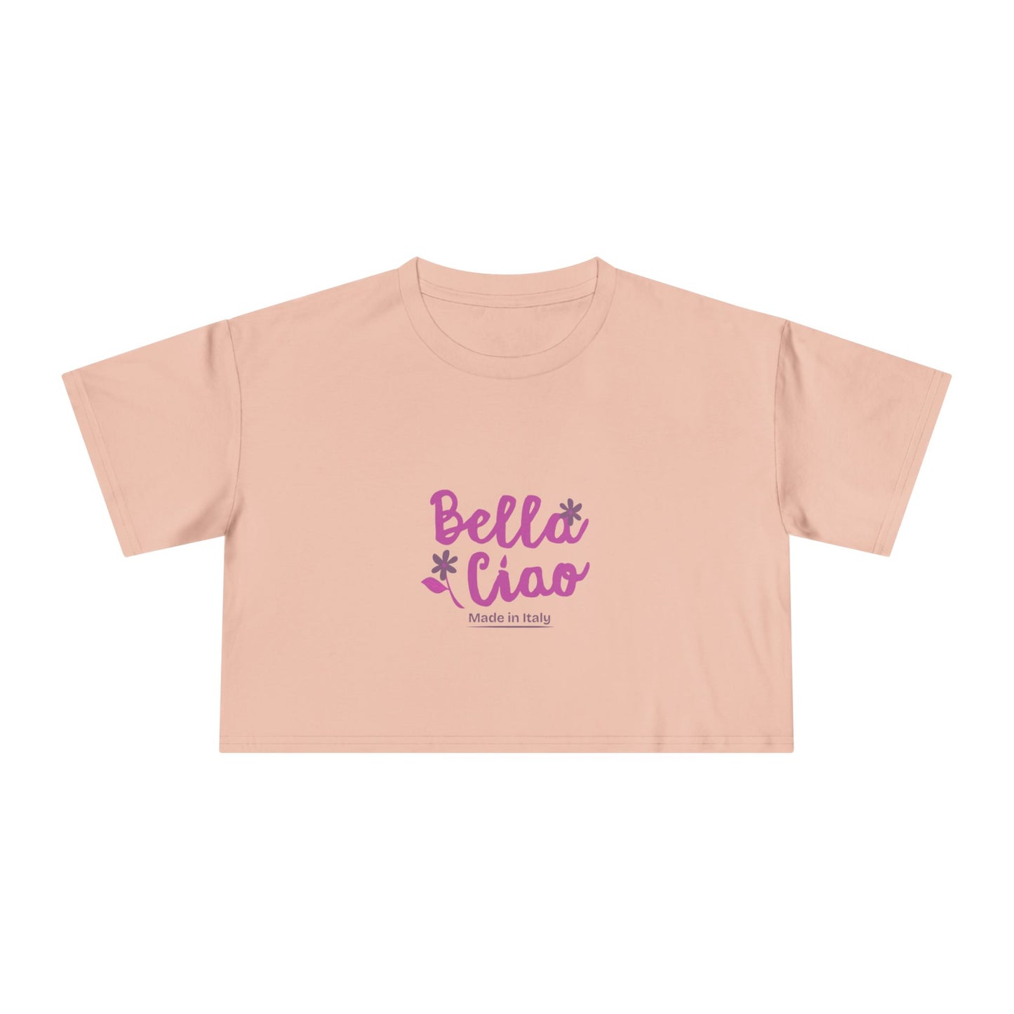 Bella Ciao Crop Tee — Feminine Italian Phrase Graphic Top