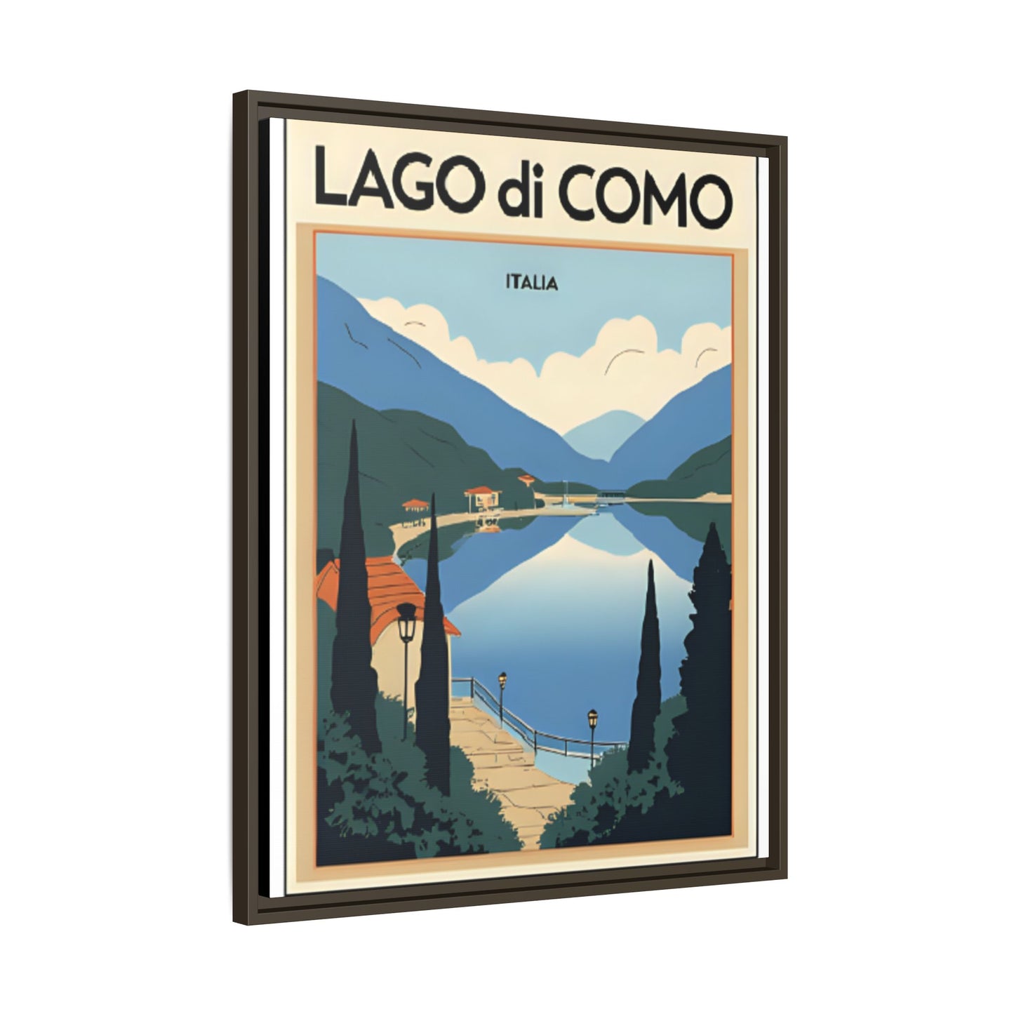 Scenic Framed Wall Art Print from the famous Como Lake, Lago di Como. Gift for Italian Lake Lovers.