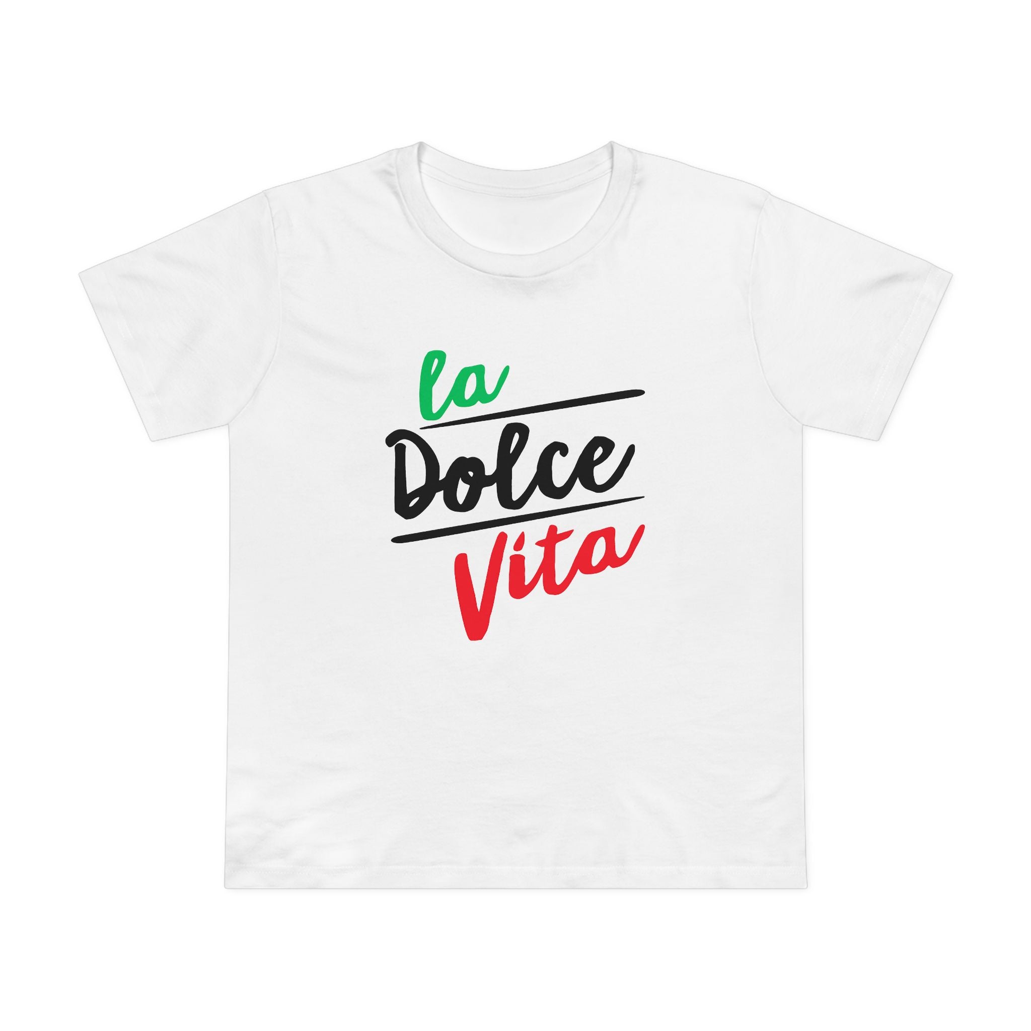 La Dolce Vita Damen-T-Shirt, lässiges T-Shirt für jeden Tag, Top im italienischen Stil, Geschenk für Reiseliebhaber, stylisches Sommershirt