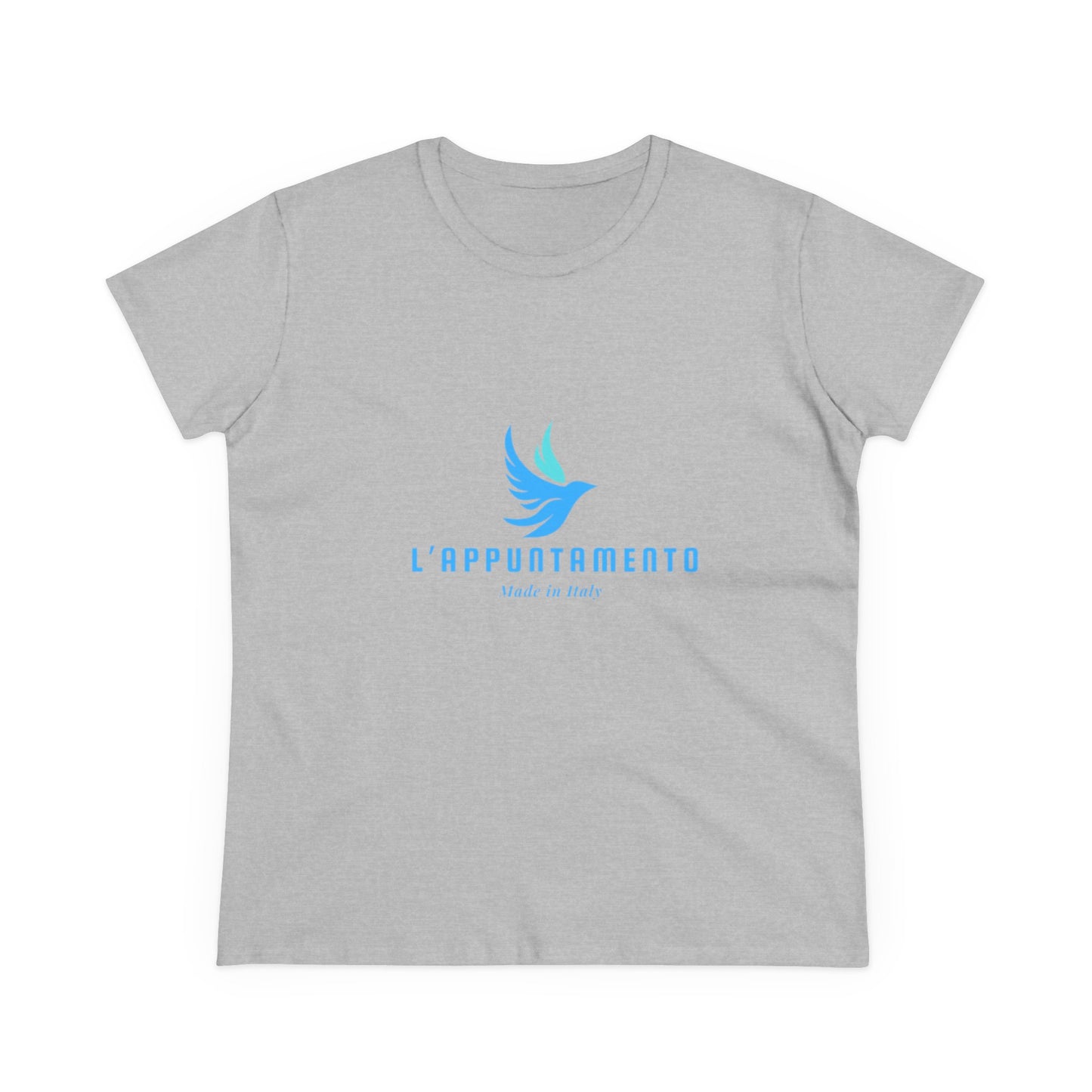 L'Appuntamento Italian Logo Women's Tee — Blue Bird Minimalist Cotton T-Shirt