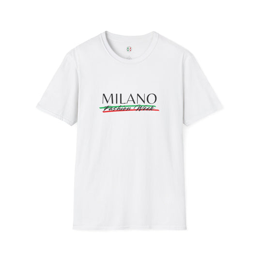 Milano Fashion Week Softstyle Unisex T-Shirt - Casual Chic Tee Perfect for Travel, Gift, Everyday Wear, Summer Fashion, Italian Pride