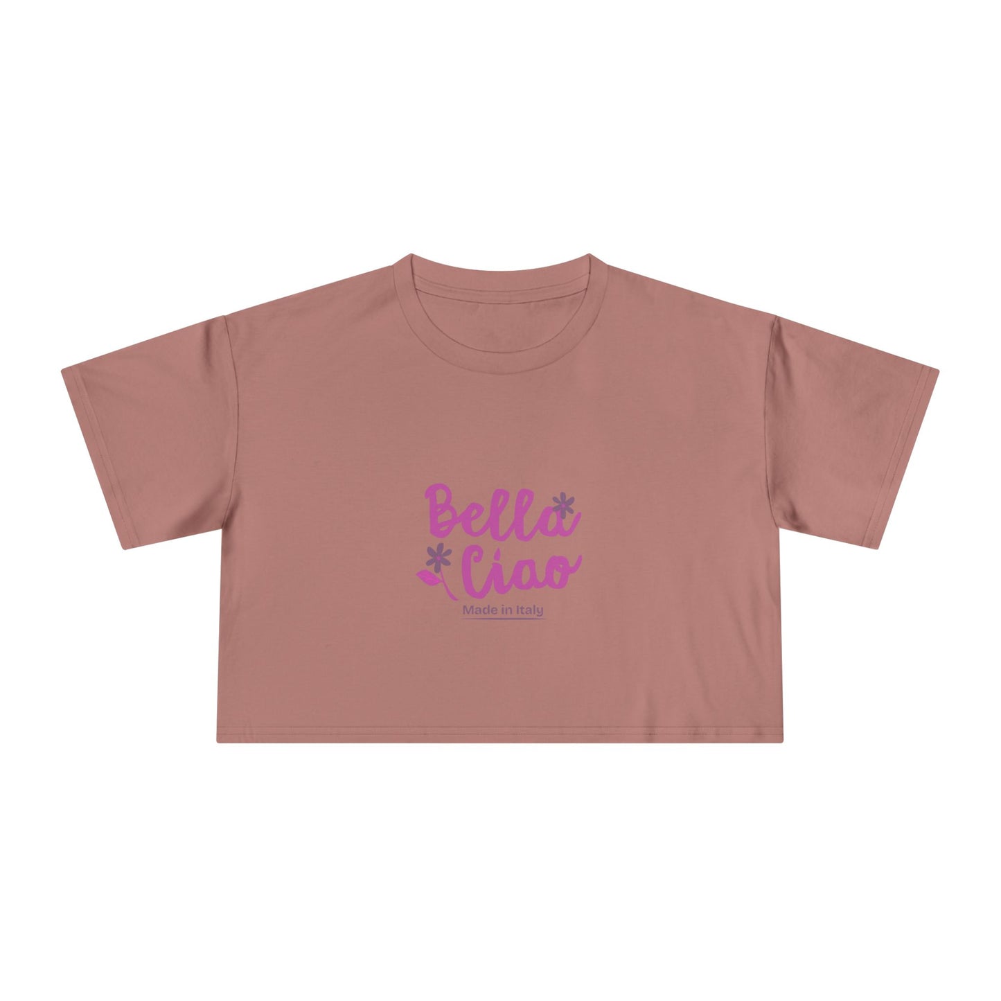 Bella Ciao Crop Tee — Feminine Italian Phrase Graphic Top