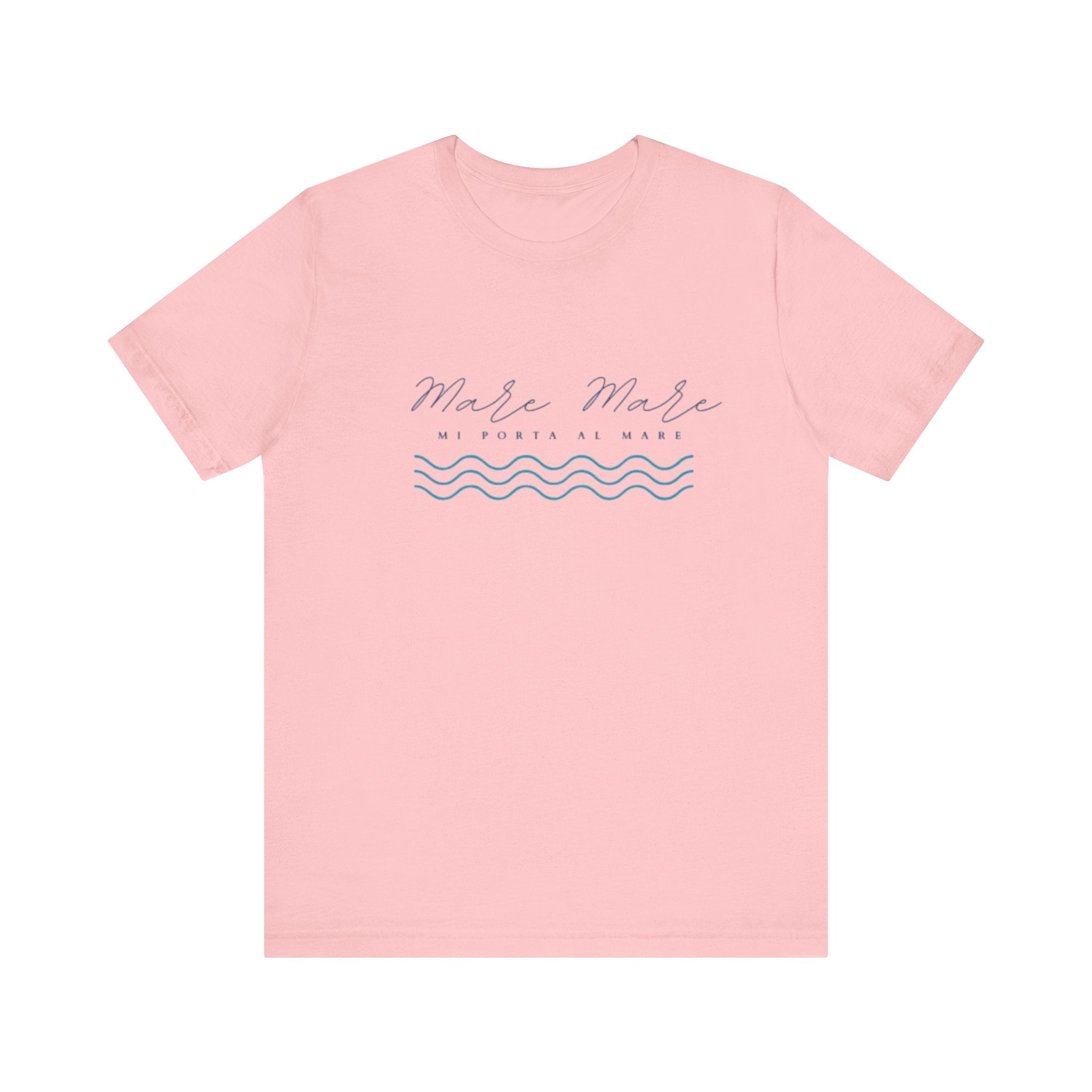Italienisches Marken-Sommer-T-Shirt aus Jersey mit kurzen Ärmeln und italienischem Slogan: Mare Mare