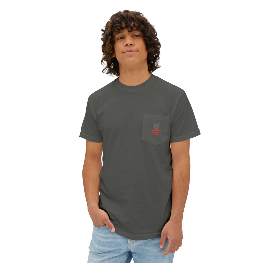Faded Pocket T-Shirt — 'In bocca al lupo' Wolf Graphic Tee