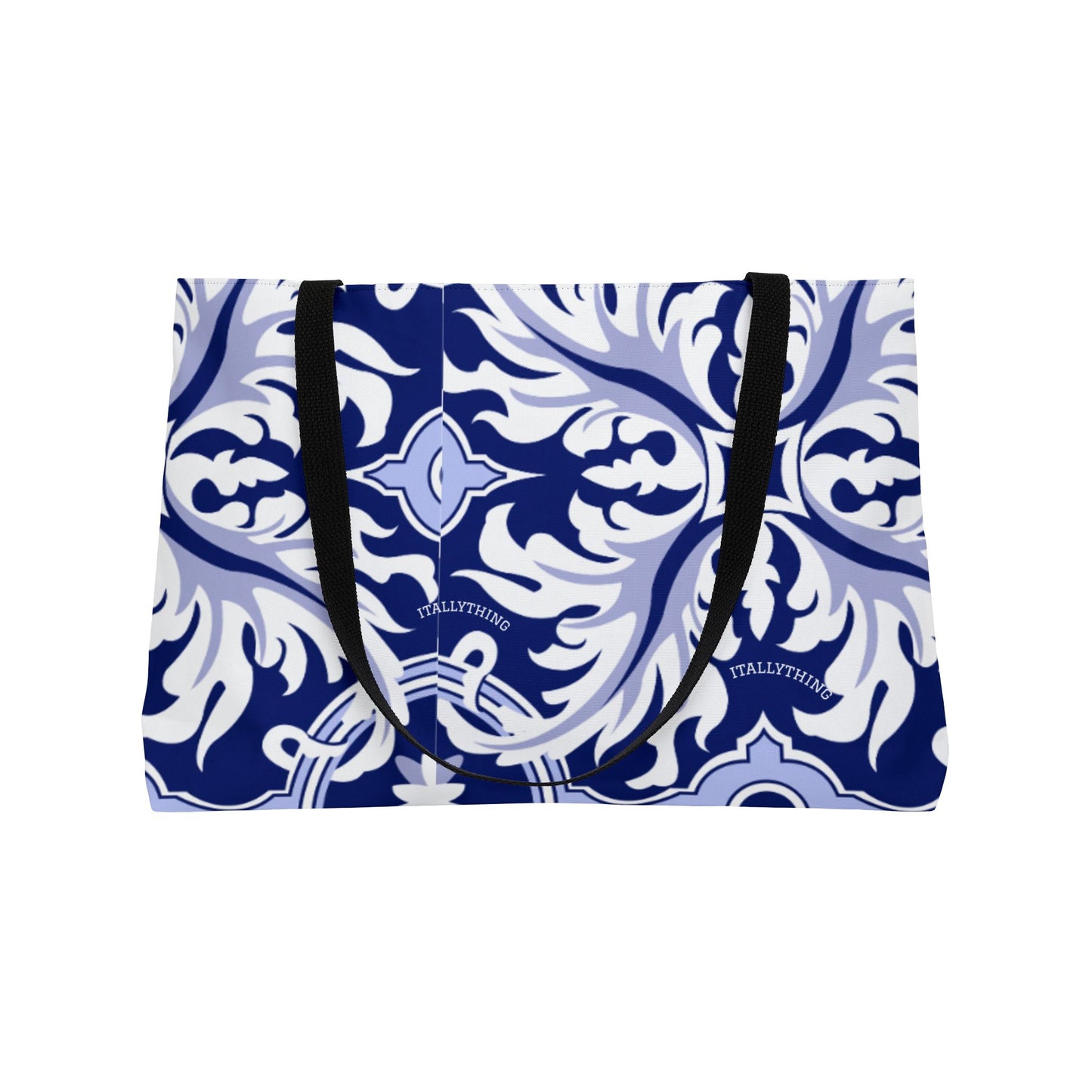 Blue Majolica Sicilian Style Weekender Tote — Large Travel & Beach Bag