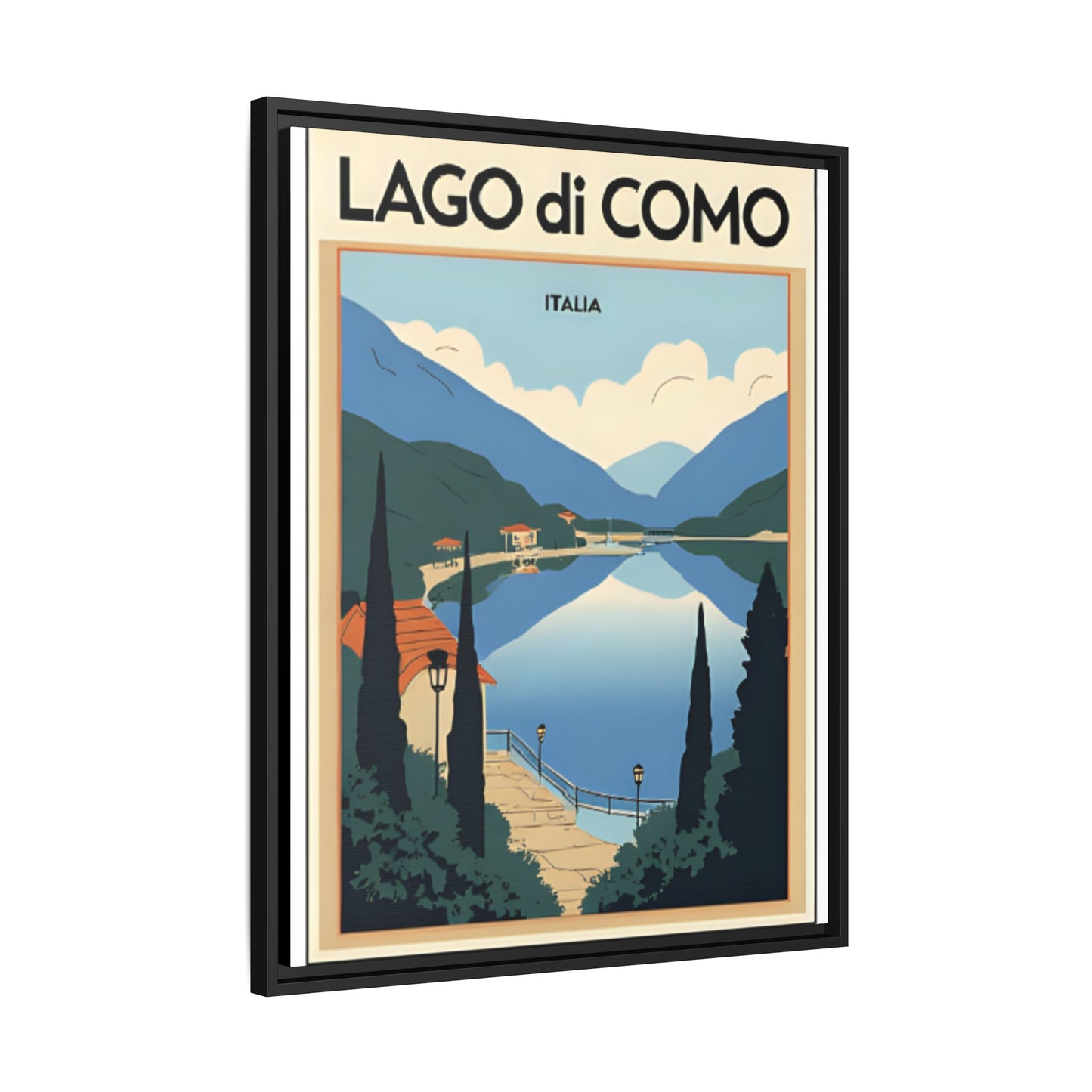Scenic Framed Wall Art Print from the famous Como Lake, Lago di Como. Gift for Italian Lake Lovers.