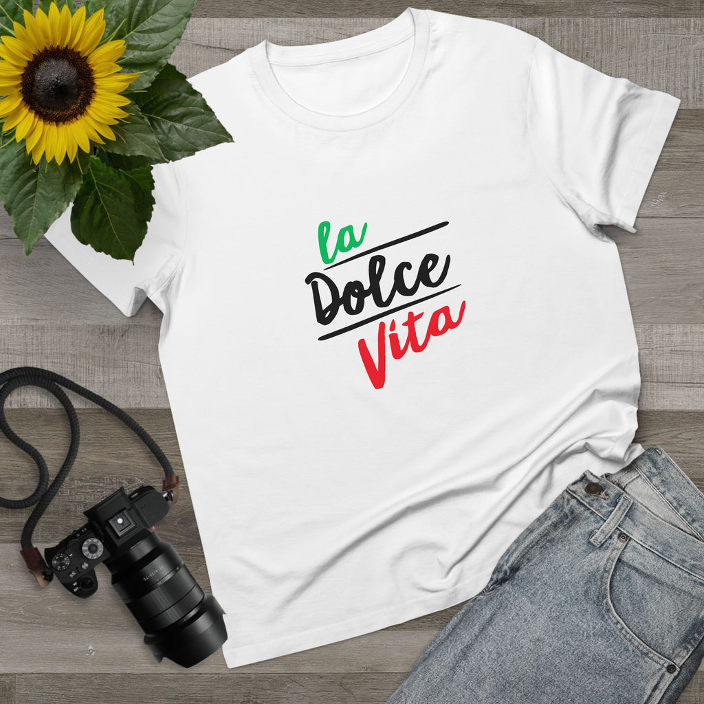La Dolce Vita Damen-T-Shirt – T-Shirt mit italienischer Flagge
