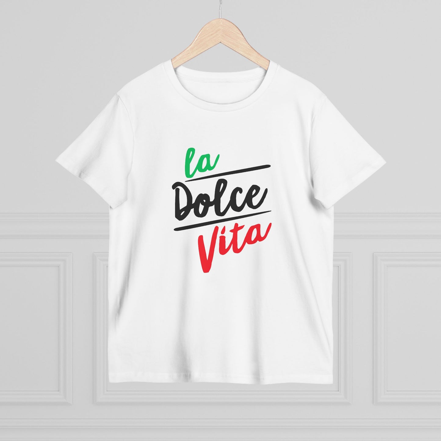 La Dolce Vita Women's Tee, Casual T-Shirt for Everyday Wear, Italian Style Top, Gift for Travel Lovers, Stylish Summer Shirt