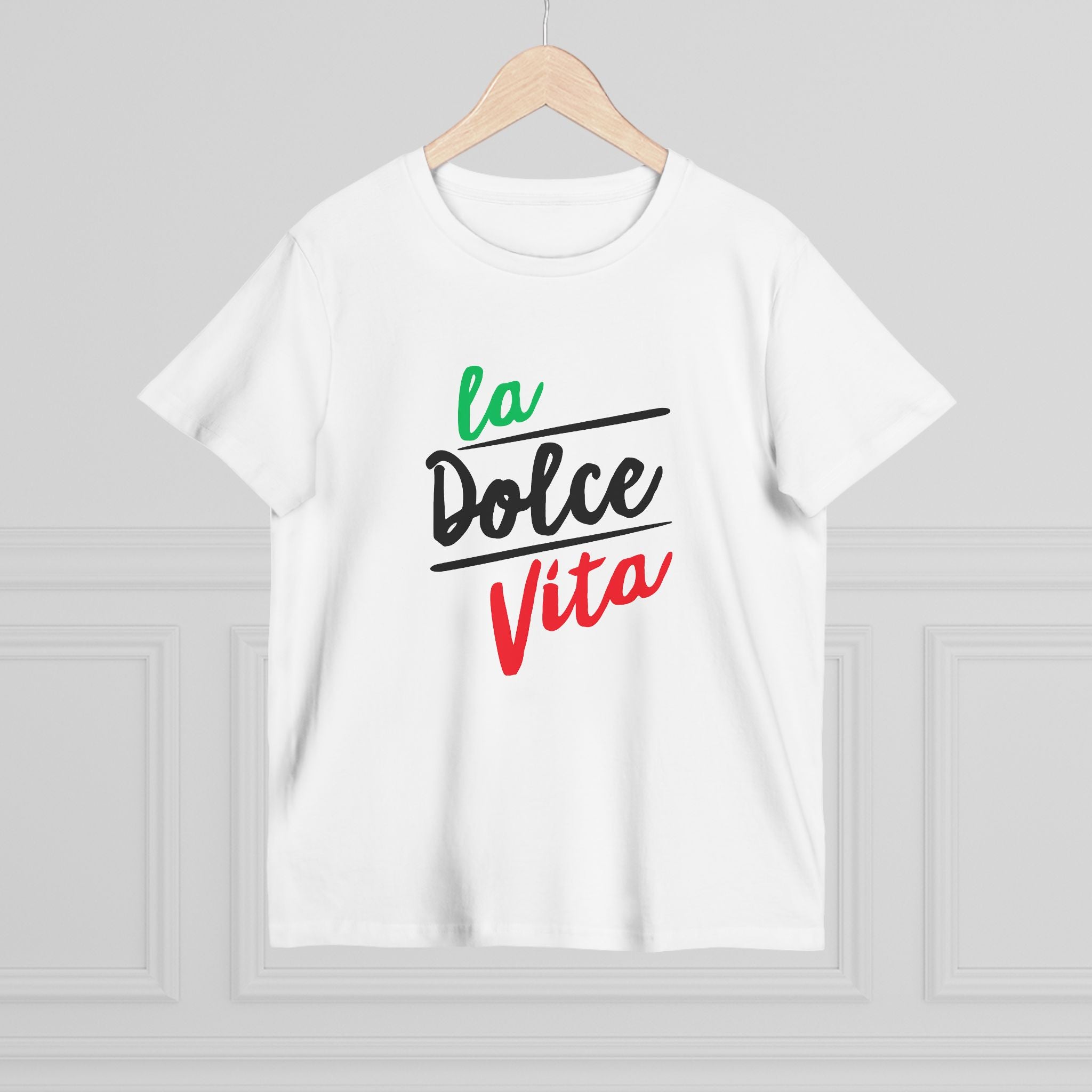 La Dolce Vita Damen-T-Shirt, lässiges T-Shirt für jeden Tag, Top im italienischen Stil, Geschenk für Reiseliebhaber, stylisches Sommershirt