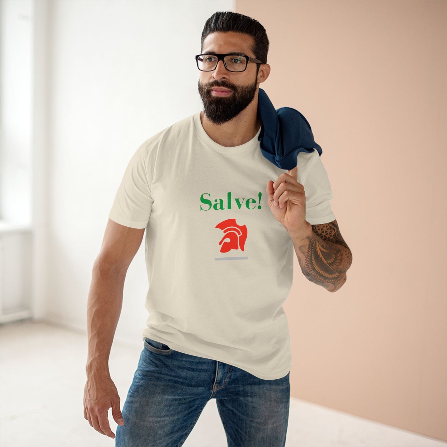Salve! Roman Helmet Graphic Tee — Italian Heritage T‑Shirt