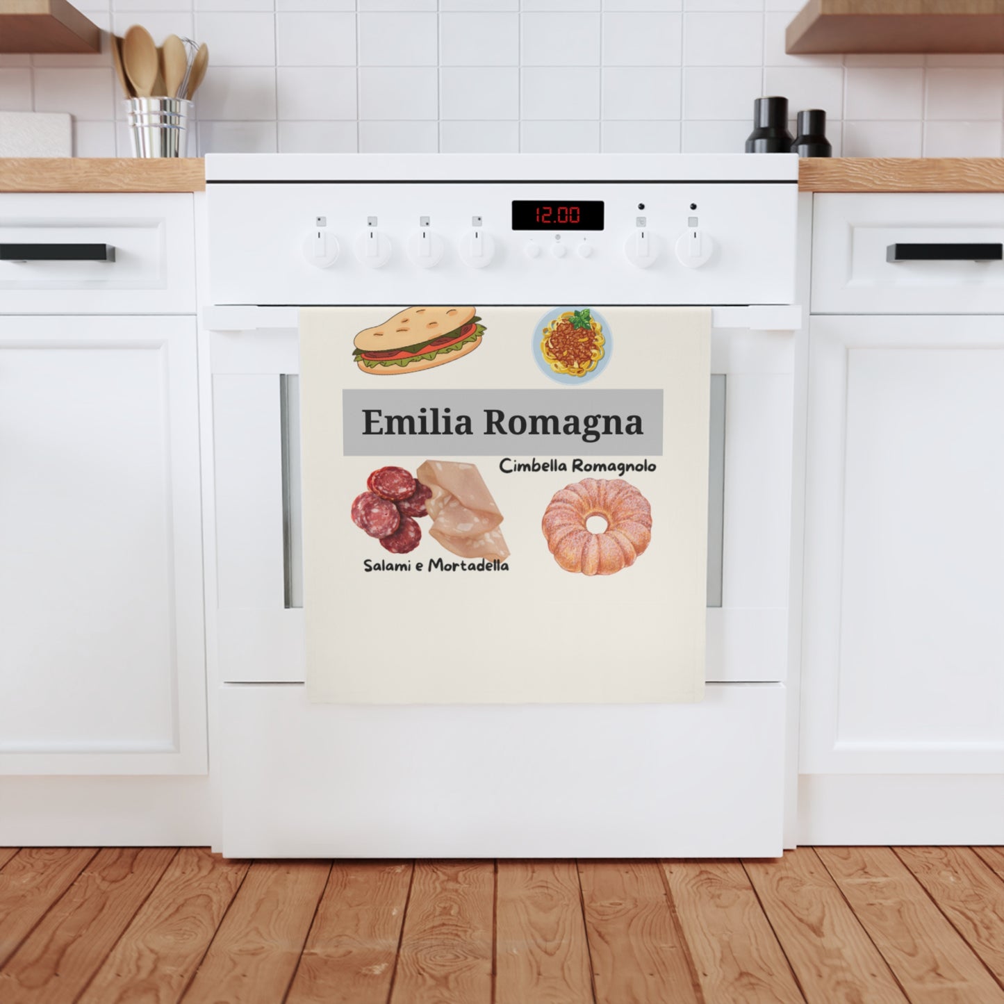 Emilia Romagna Cotton Tea Towel, Italian Cuisine Decor, Kitchen Gift, Foodie Accessory, Culinary Dish Towel