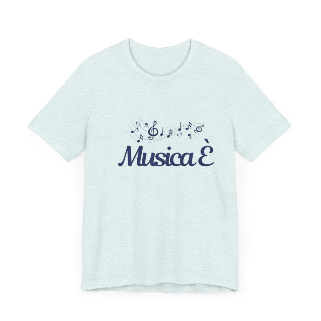 Italienisches Marken-T-Shirt aus Jersey mit kurzen Ärmeln: "Musica è..." (Musik ist...)