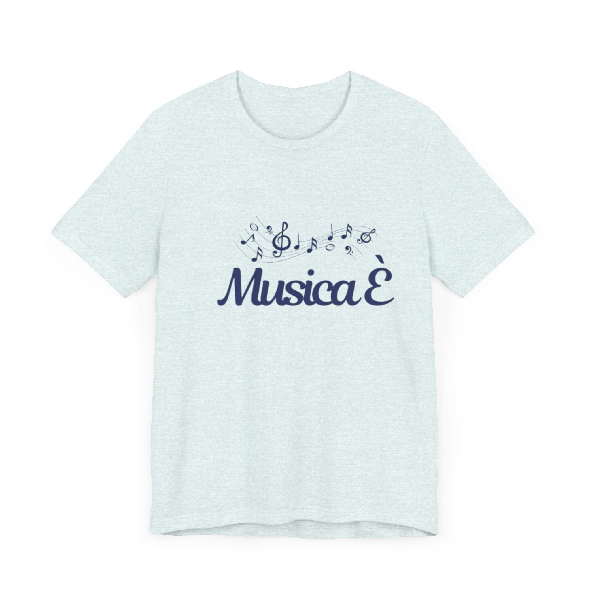Italienisches Marken-T-Shirt aus Jersey mit kurzen Ärmeln: "Musica è..." (Musik ist...)