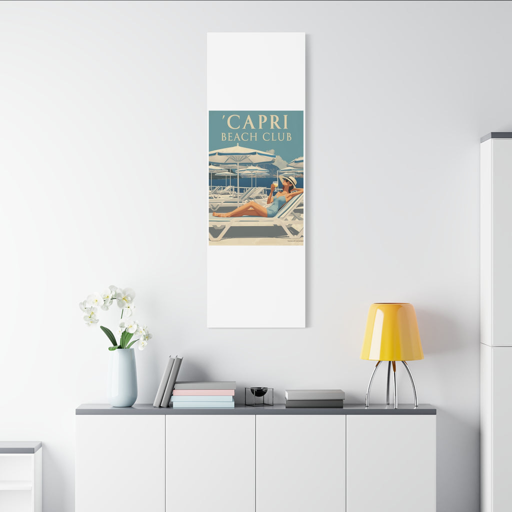 Capri Beach Club Retro Canvas Print - Decorative Wall Art