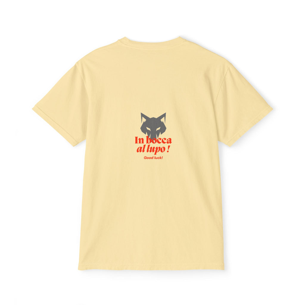 Faded Pocket T-Shirt — 'In bocca al lupo' Wolf Graphic Tee