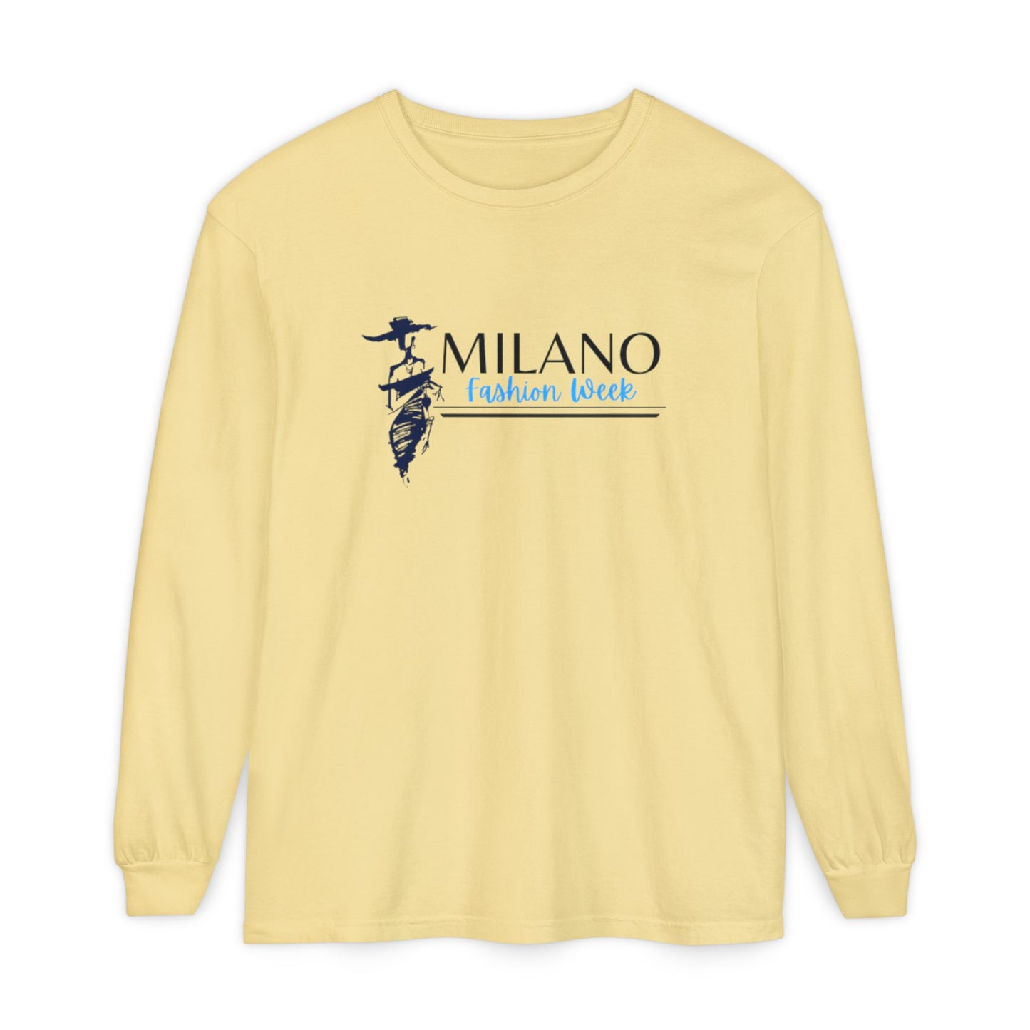 Milan Fashion Week Long Sleeve Tee, Trendy Long Sleeve Top, Milano Fashion Shirt, Casual Wear for Fashion Lovers