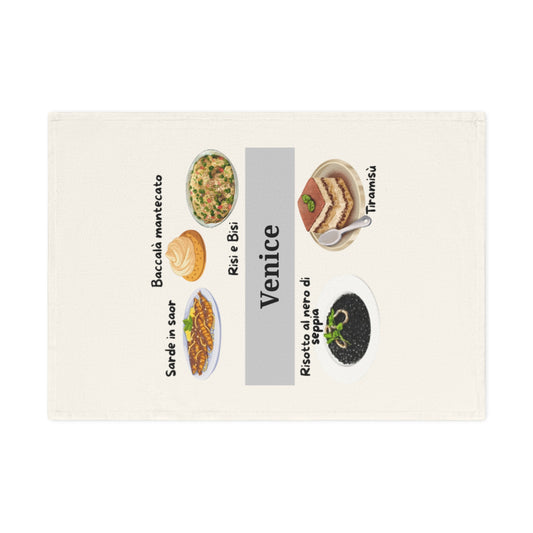 Venice Culinary Cotton Tea Towel, Kitchen Decor, Gift for Foodies, Italian Cooking Towel, Housewarming Gift, Unique Kitchen Accessory