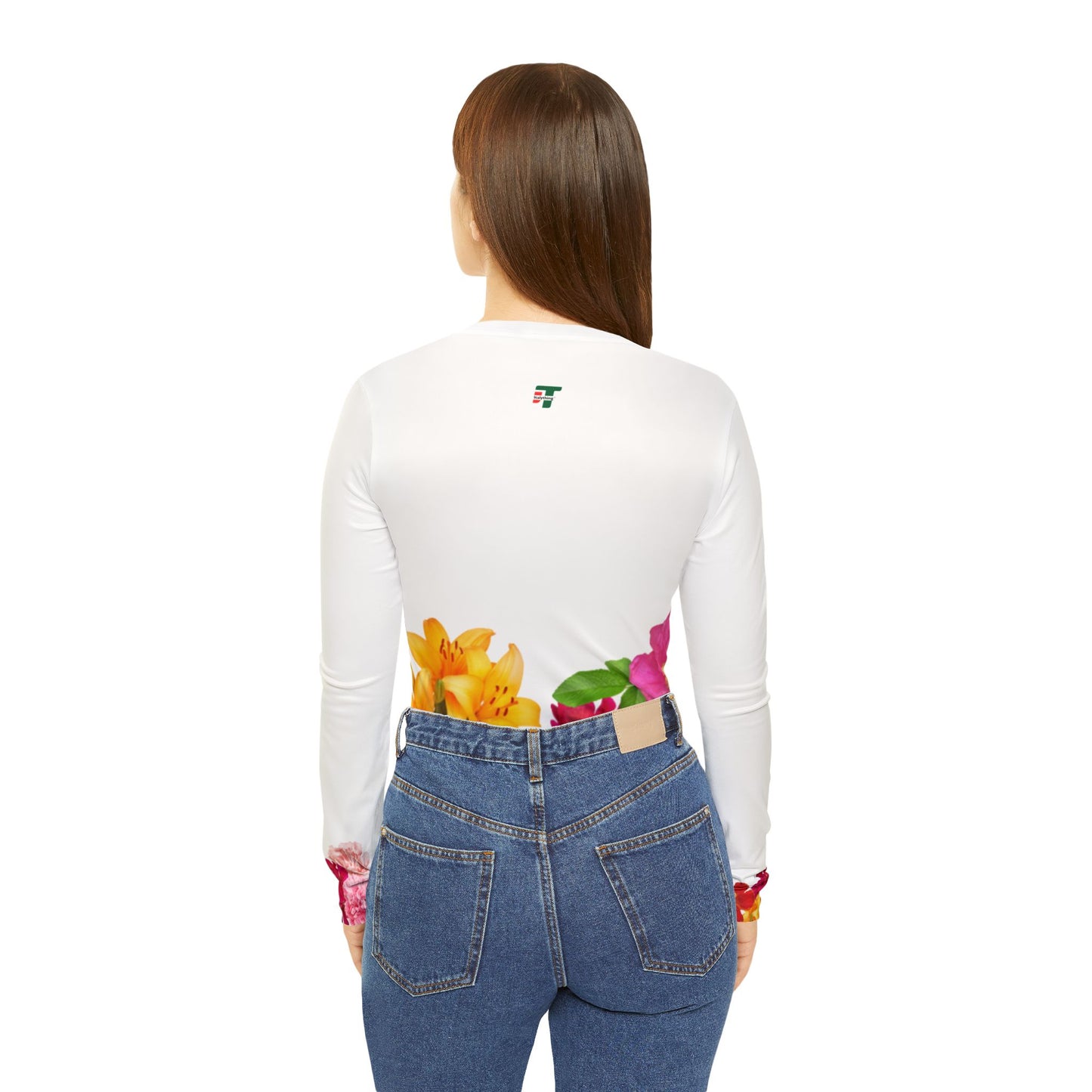 Floral Design V-Neck Shirt for Fashion Lovers, Stylish Long Sleeve Tee, Perfect for Spring, Fashion Week Gift