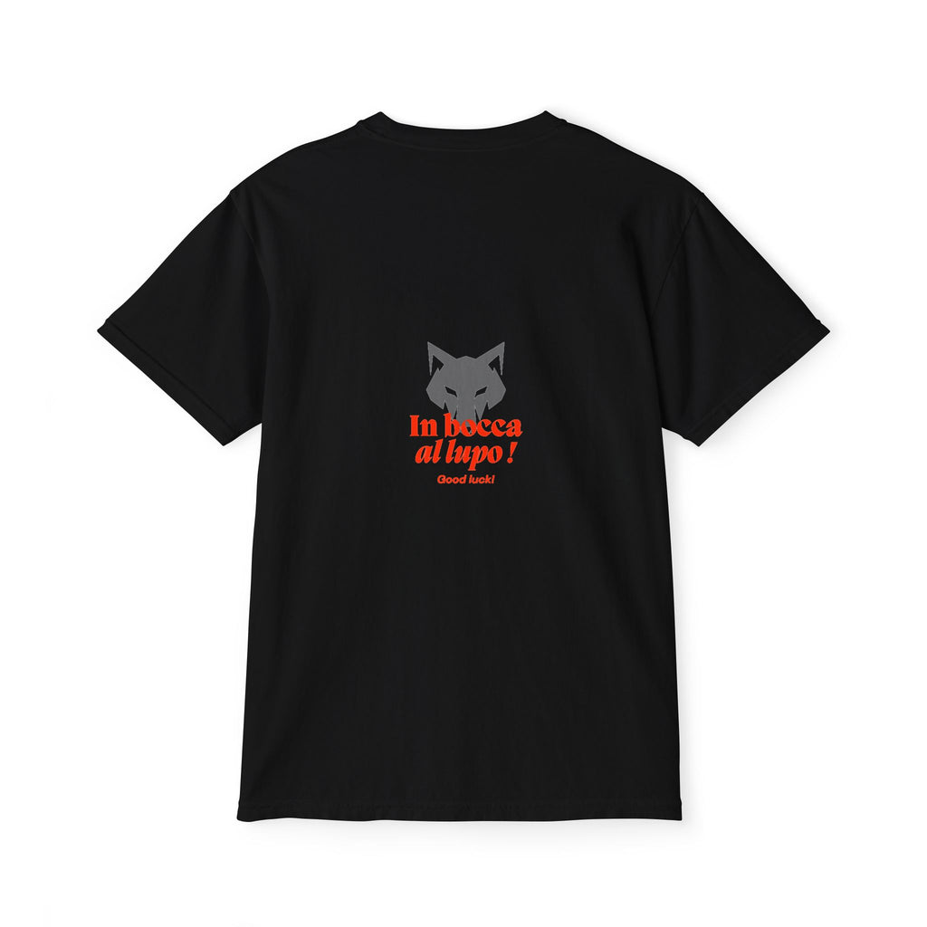 Faded Pocket T-Shirt — 'In bocca al lupo' Wolf Graphic Tee