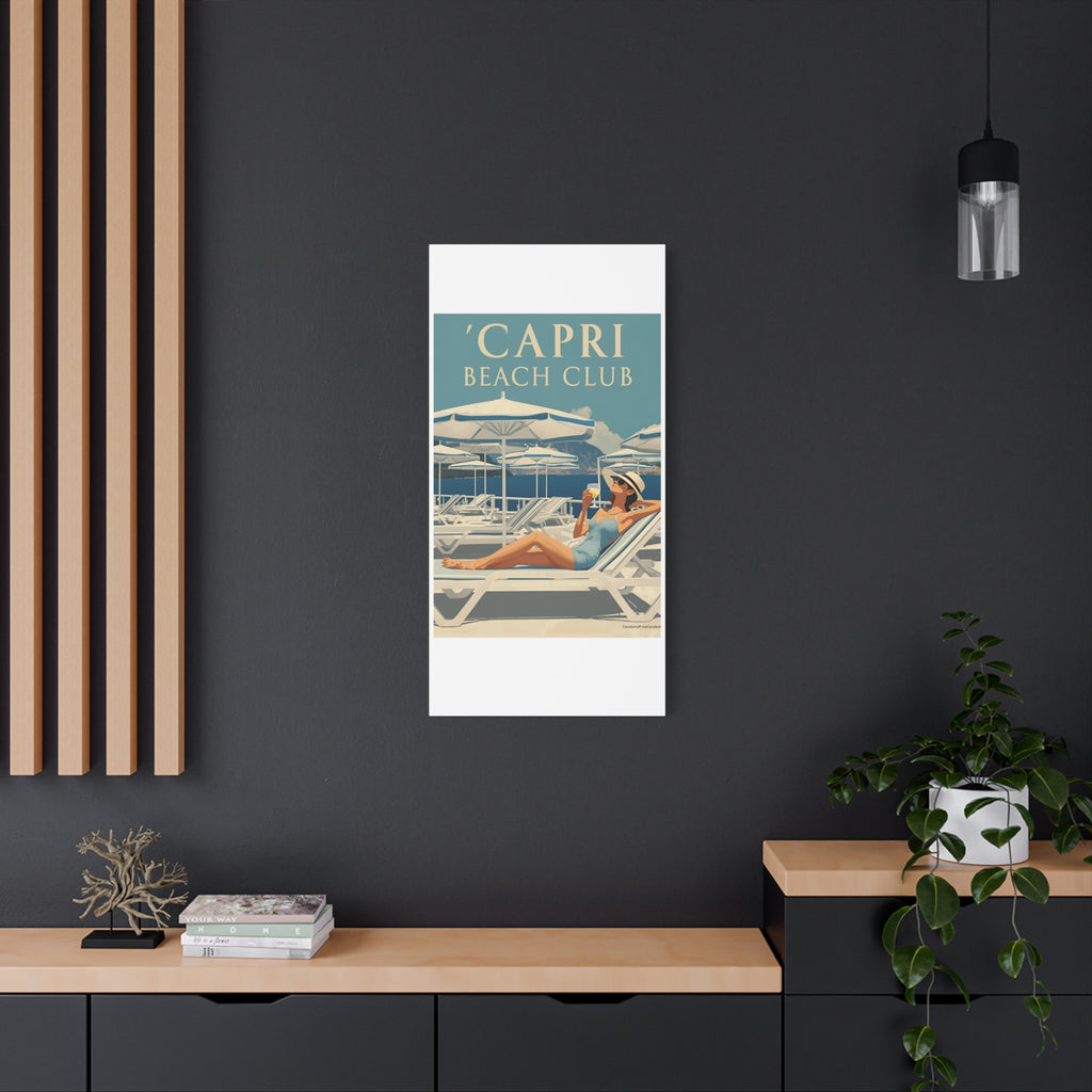 Capri Beach Club Retro Canvas Print - Decorative Wall Art