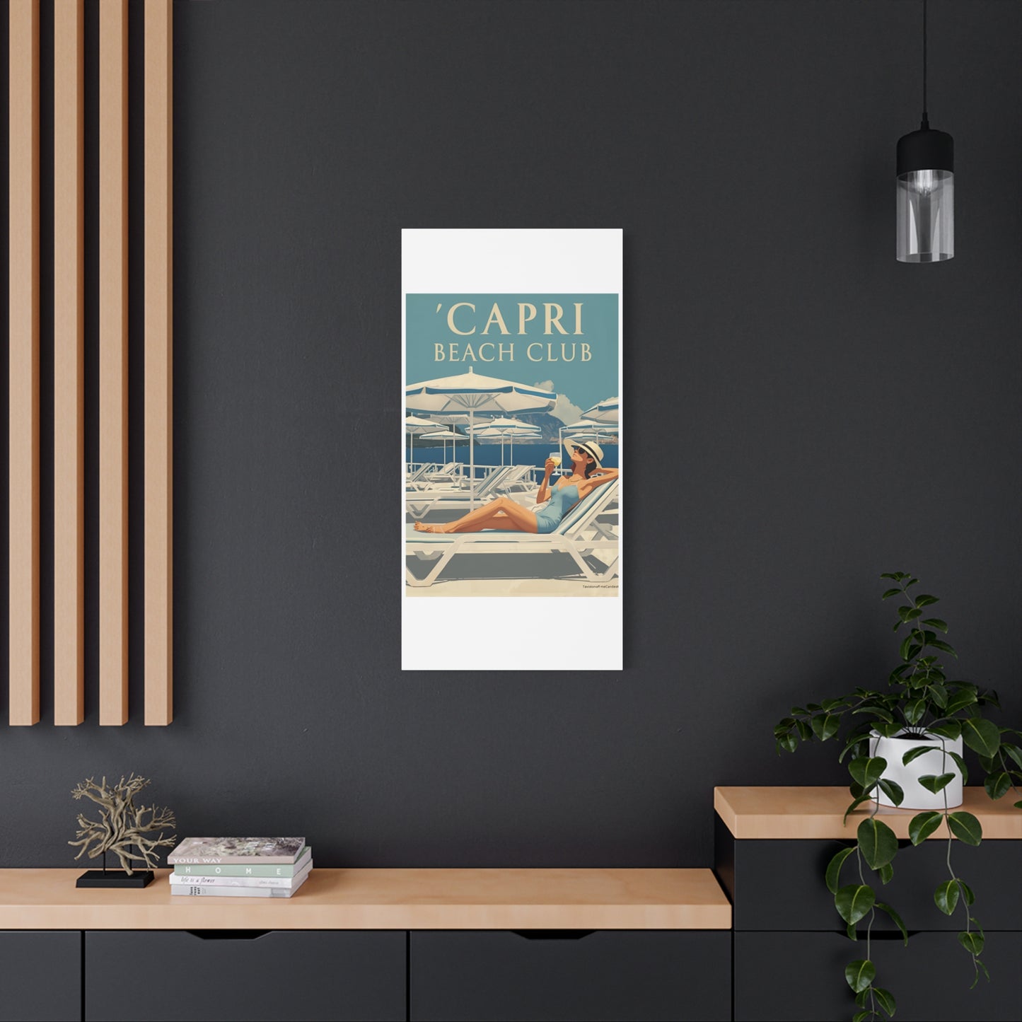 Capri Beach Club Retro-Leinwanddruck – Dekorative Wanddekoration