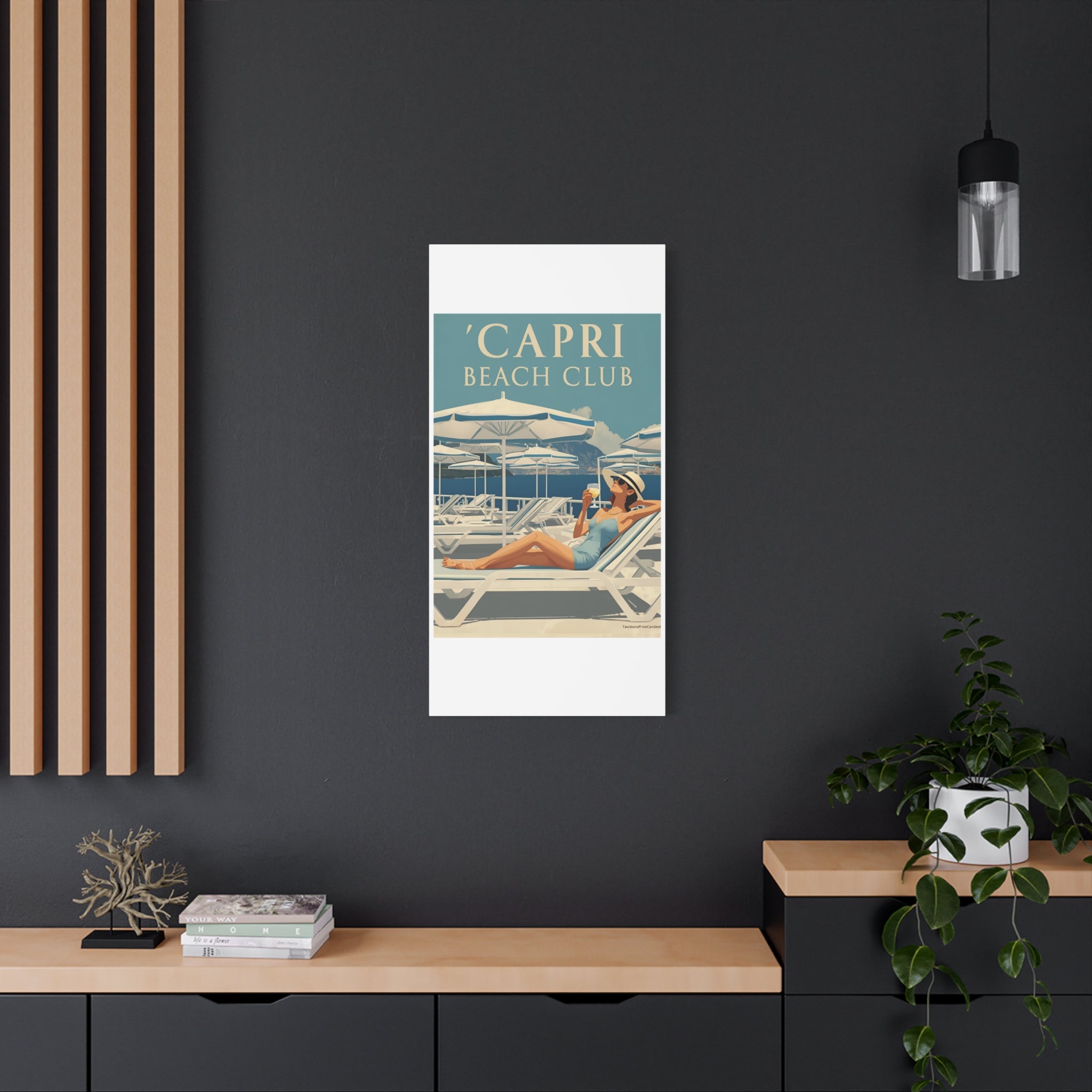 Capri Beach Club Retro Canvas Print - Decorative Wall Art