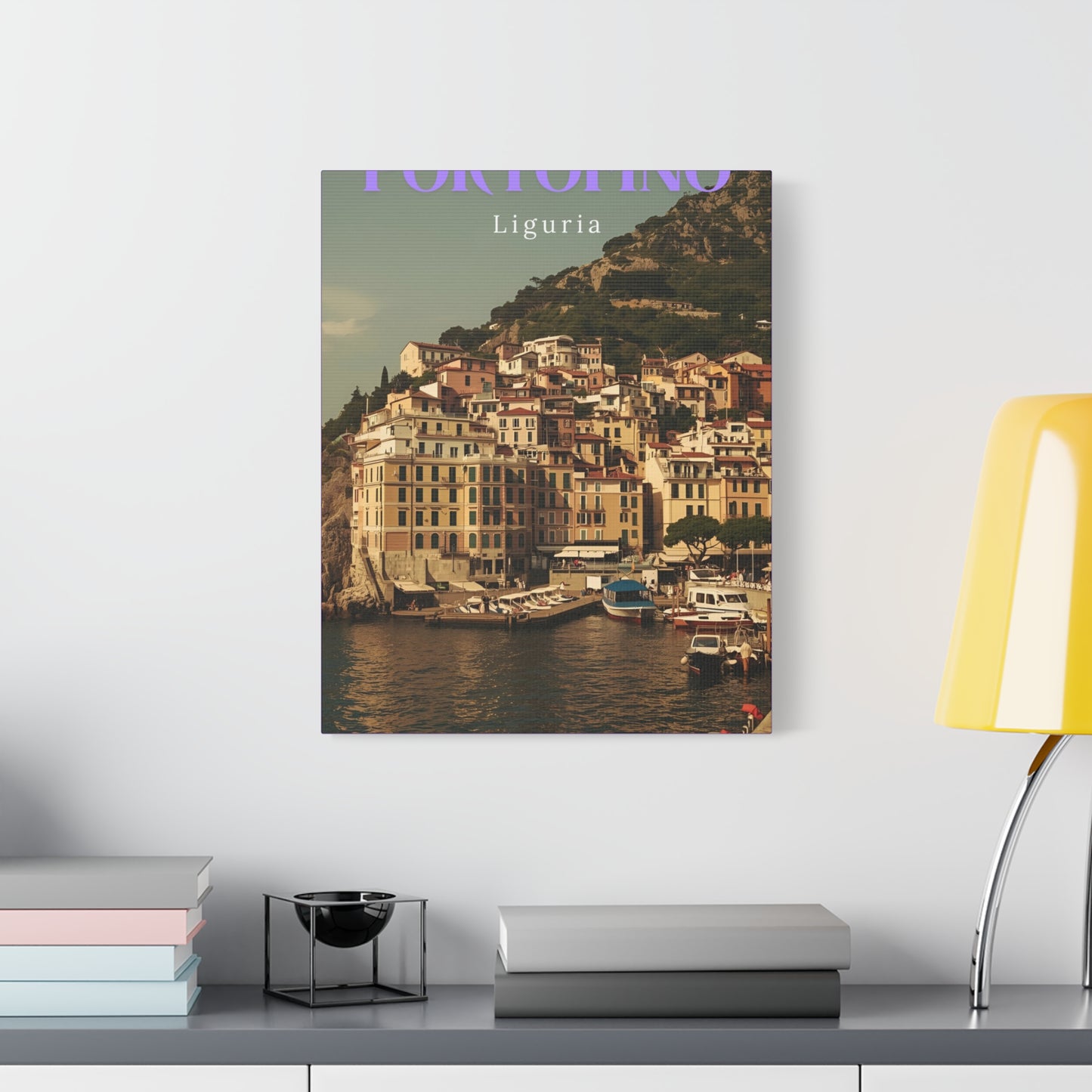 Leinwanddruck mit Hafenansicht Portofino – Dekorative Wanddekoration