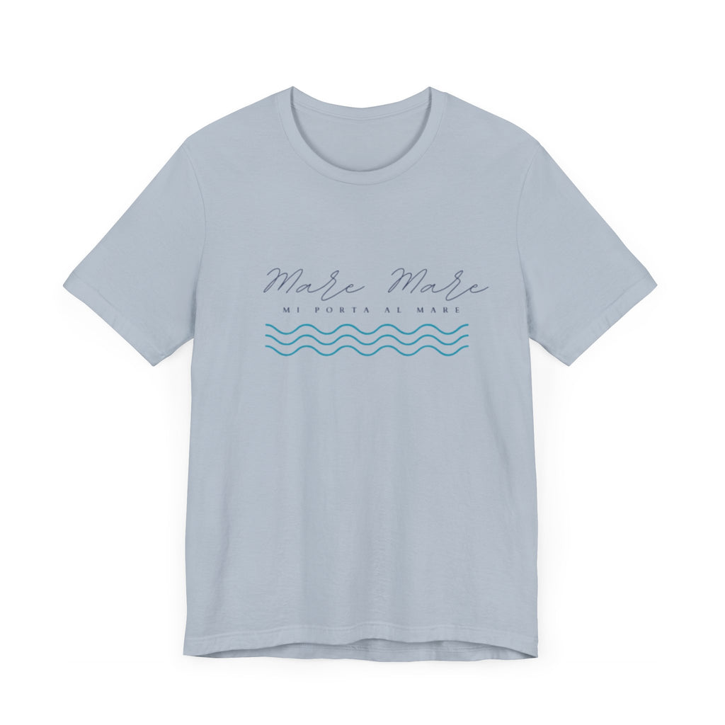 Italienisches Marken-Sommer-T-Shirt aus Jersey mit kurzen Ärmeln und italienischem Slogan: Mare Mare