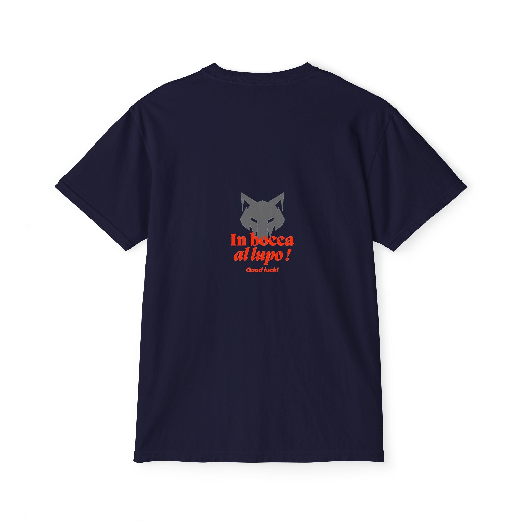 Faded Pocket T-Shirt — 'In bocca al lupo' Wolf Graphic Tee