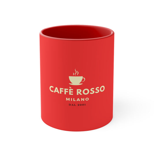 Caffè Rosso Milano Red Accent Mug — 11oz Coffee Cup