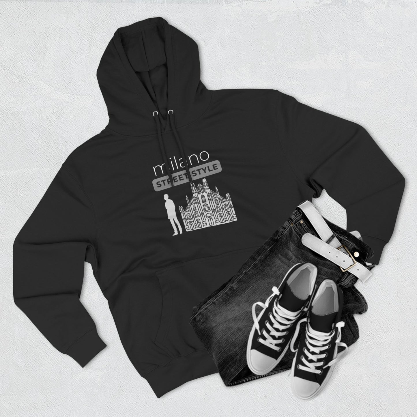 Milan Men Street Style Three-Panel Fleece Hoodie