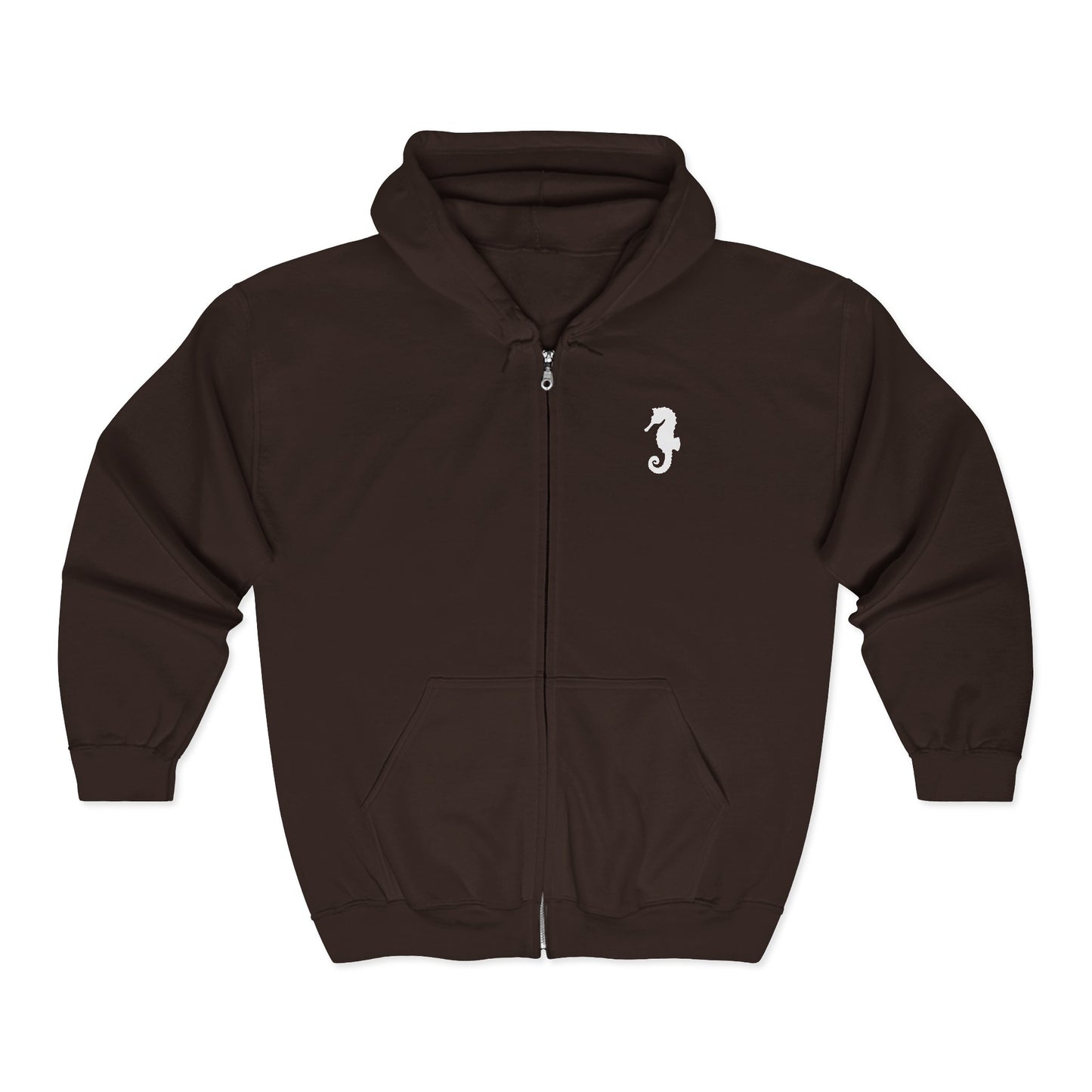 Seahorse & Anchor Zip Hoodie — Nautical Embroidered Full‑Zip Sweatshirt