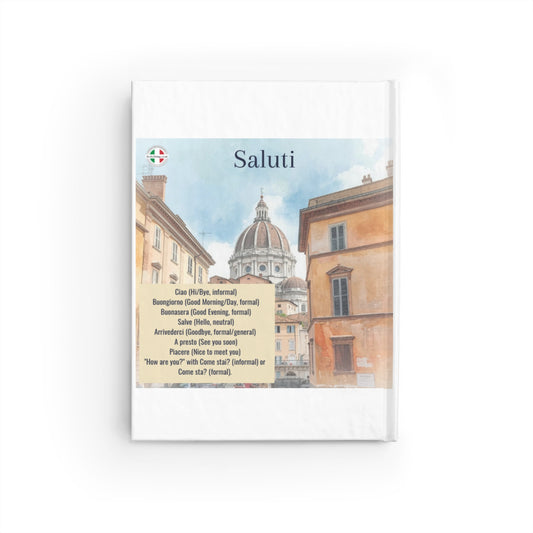 Italienisches Sprachjournal — Liniertes Notizbuch mit italienischen Redewendungen und Zahlen (I numeri, Saluti)