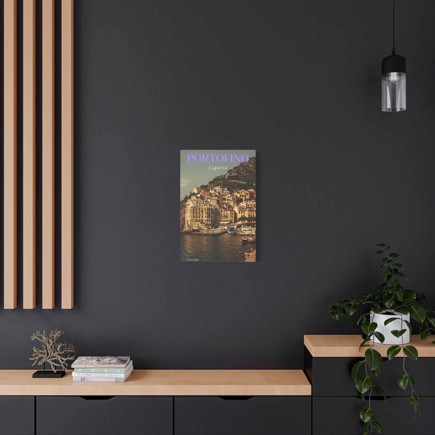 Leinwanddruck mit Hafenansicht Portofino – Dekorative Wanddekoration