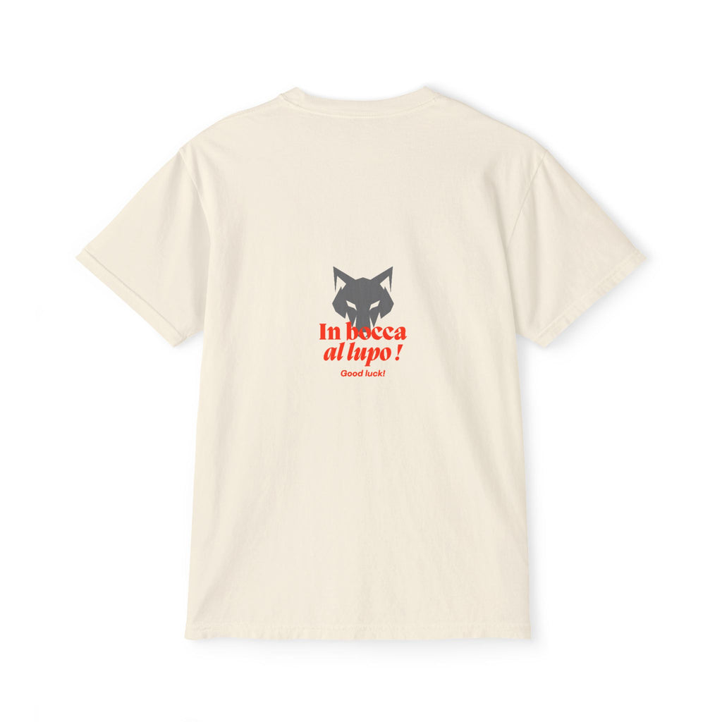 Faded Pocket T-Shirt — 'In bocca al lupo' Wolf Graphic Tee