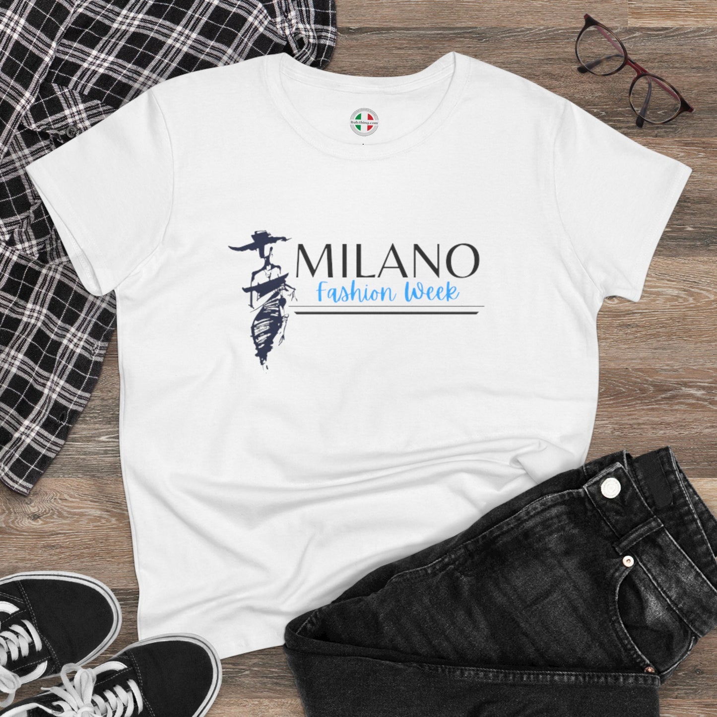 Milan Fashion Week Tee, Stylish Cotton Top, Casual Wear, Travel Shirt, Gift for Her, Fashion Statement