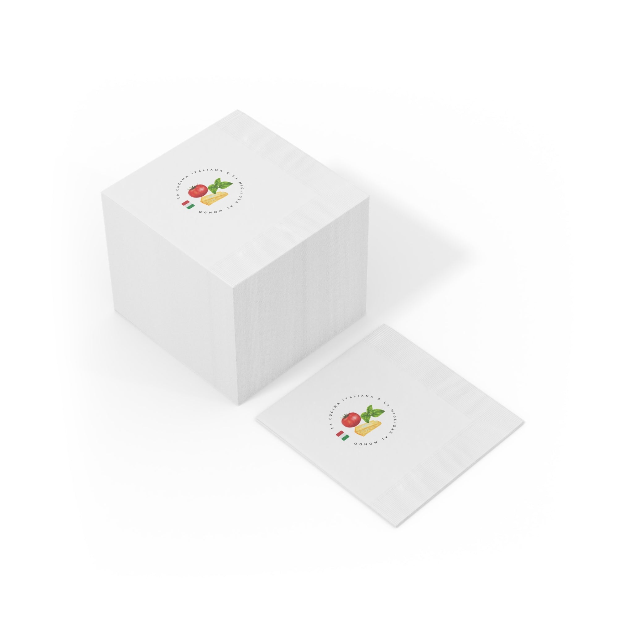 Italian Cuisine Logo White Coined Napkins