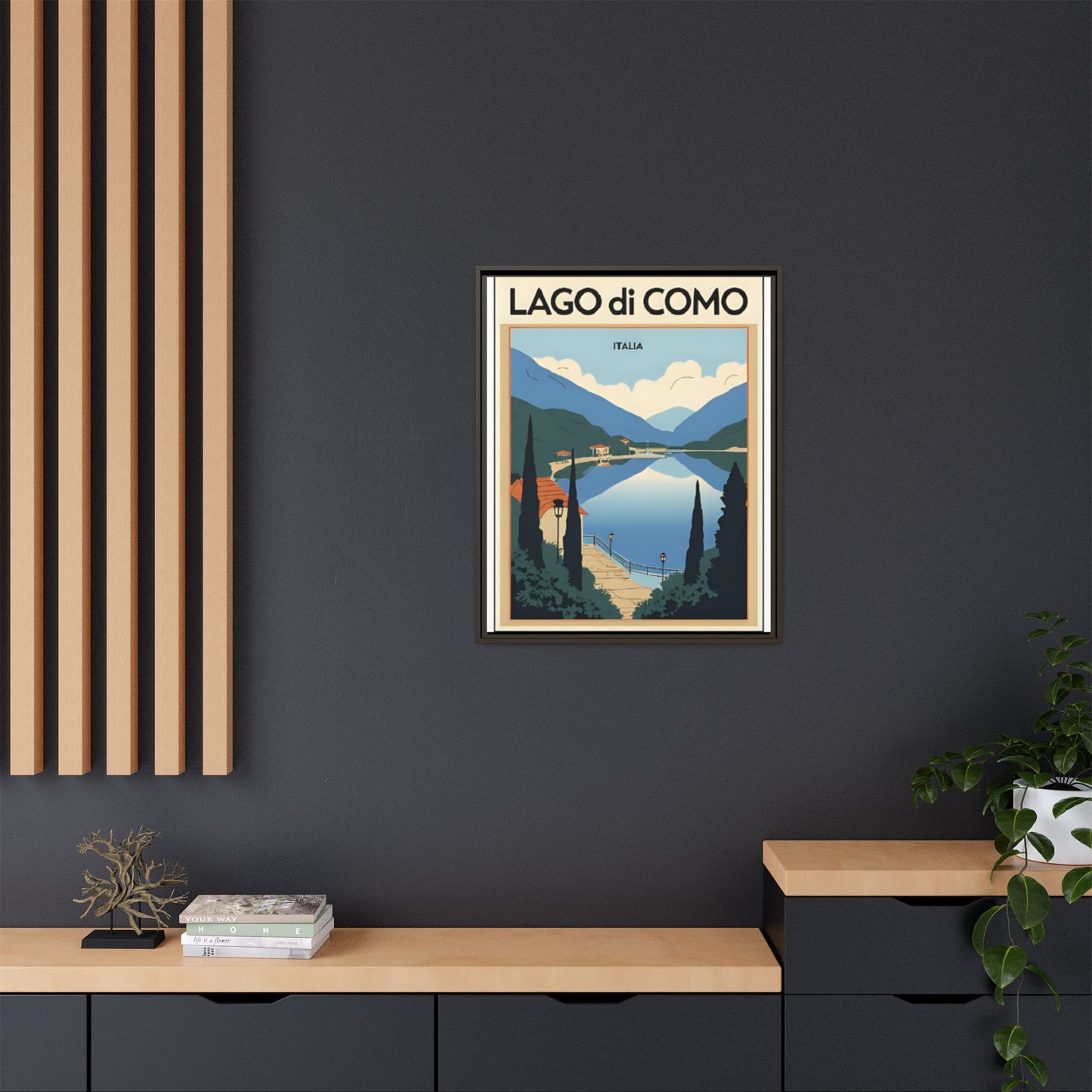 Scenic Framed Wall Art Print from the famous Como Lake, Lago di Como. Gift for Italian Lake Lovers.