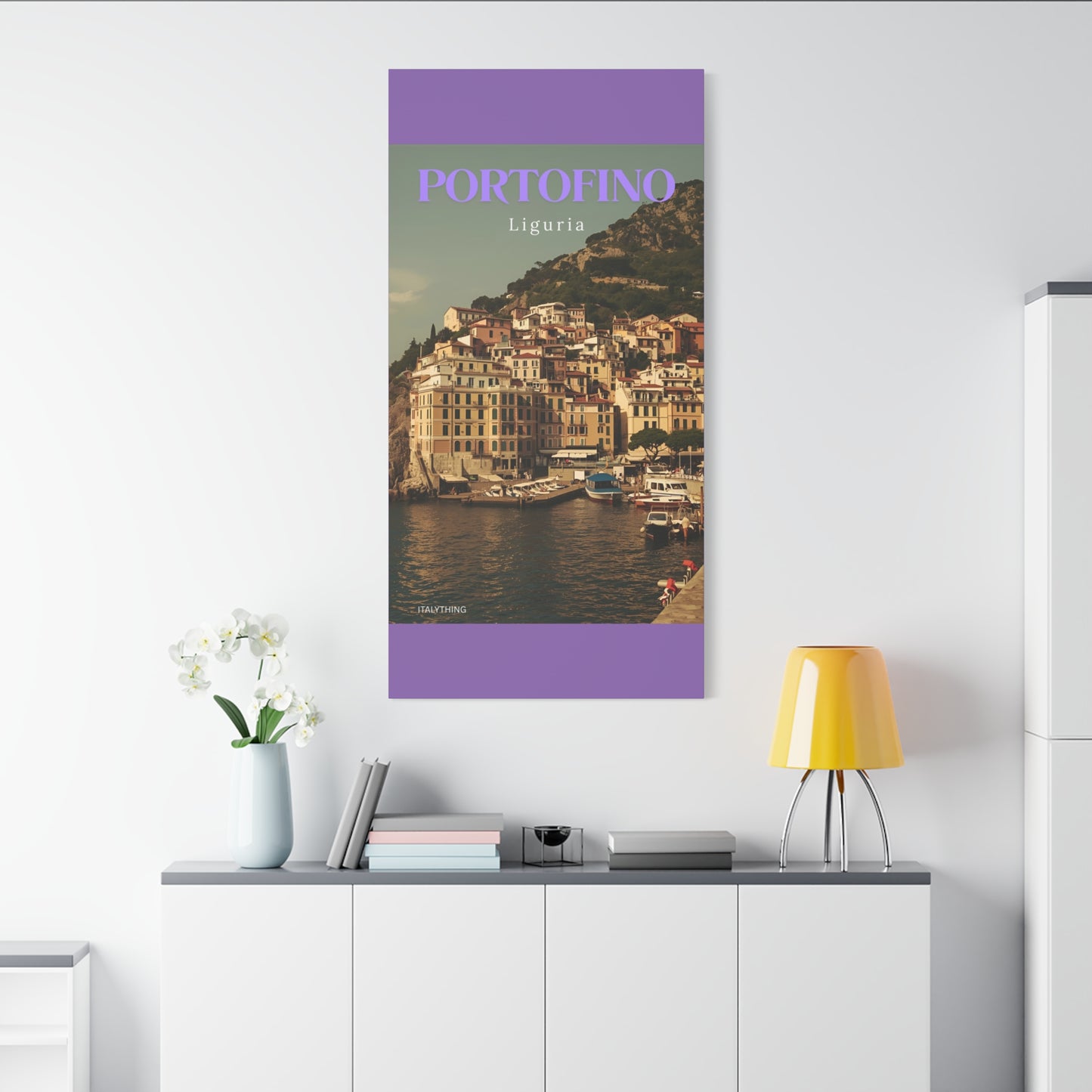 Leinwanddruck mit Hafenansicht Portofino – Dekorative Wanddekoration