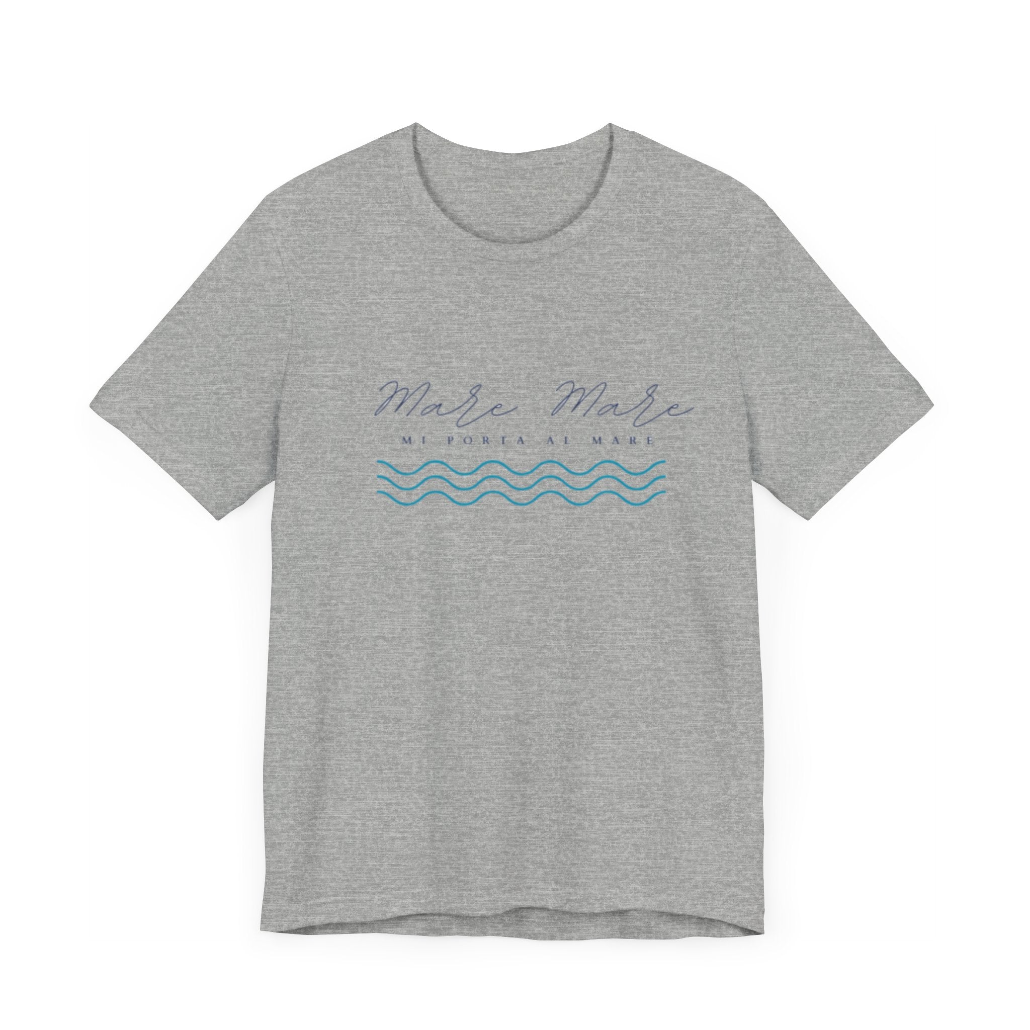 Italienisches Marken-Sommer-T-Shirt aus Jersey mit kurzen Ärmeln und italienischem Slogan: Mare Mare